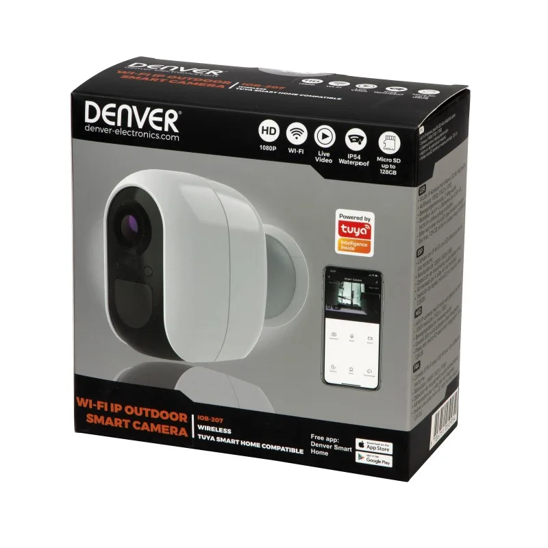 Denver - IOB-207 - Caméra IP extérieure - Full HD 1080p - Vision nocturne IR - Détection de mouvement - Compatible Tuya - miniature 5 - Zenkaa