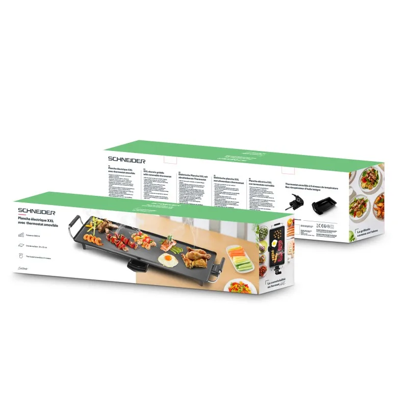 Schneider - Plancha électrique XXL - 1800 W - Thermostat 5 niveaux - Antiadhésive - miniature 9 - Zenkaa