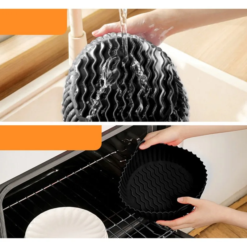 Nufry - SILROUND2_BLACK - Lot de 2 moules silicone ronds Air Fryer - miniature 3 - Zenkaa