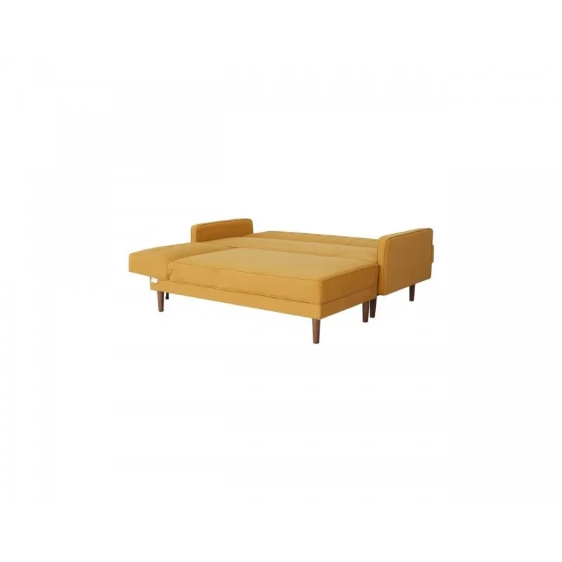 IMANIA CANAPÉ D'ANGLE CONVERTIBLE 3 PLACES RÉVERSIBLE TISSU JAUNE MOUTARDE PIEDS EN BOIS ADIMANIACCTJM - miniature 3 - Zenkaa
