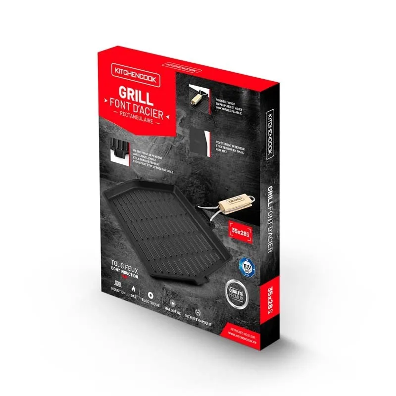 Grill rectangulaire en fonte émaillée 35 x 28 cm GRILL3528A TFI KITCHENCOOK - miniature 9 - Zenkaa