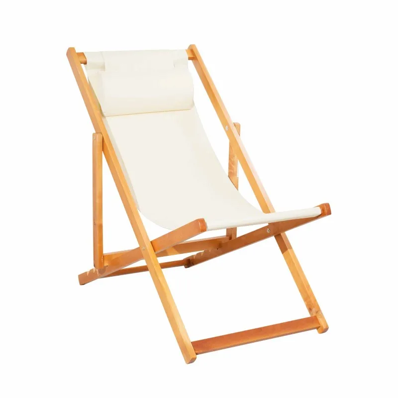 CHILIENNE PLIANTE INCLINABLE EN BOIS DE PEUPLIER CHILI BEIGE MOBILIER RAINEAU - Zenkaa