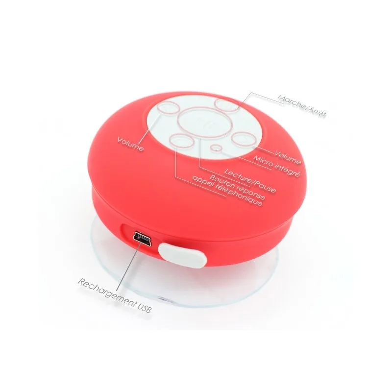 Dynabass - AQUASOUND_RED - Rouge - Enceinte étanche Bluetooth - Micro intégré - Ventouse - miniature 2 - Zenkaa