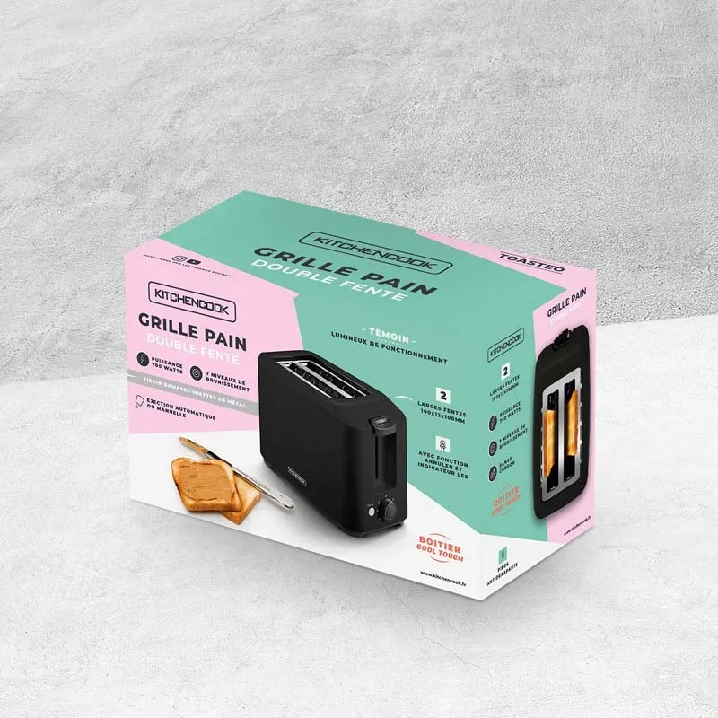 Kitchencook - TOASTEO - Noir - Grille-pain 2 fentes - 7 niveaux de brunissage - 700 W - miniature 5 - Zenkaa