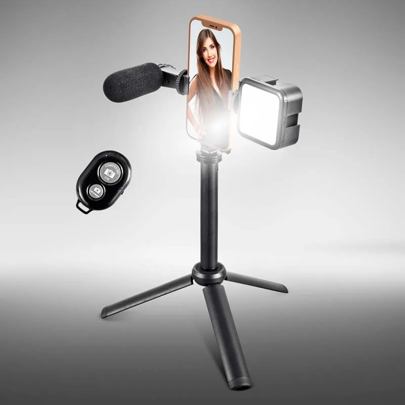 Trépied vlog et livestream avec LED et microphone VLOG 100 Wi Light - miniature 2 - Zenkaa