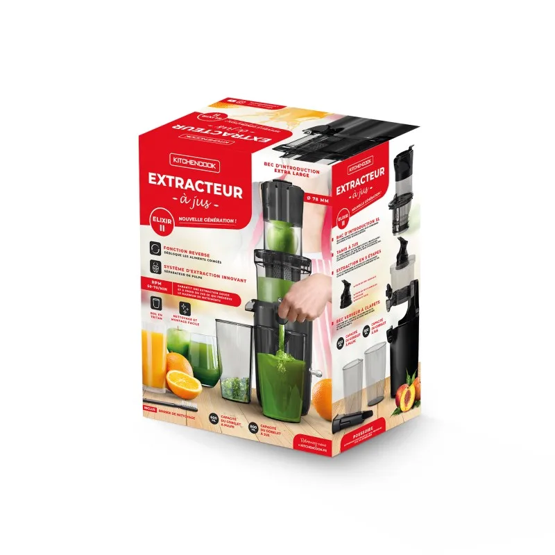 Kitchencook - Extracteur de jus ELIXIR II - 160 W 50-70 tr/min - 3 accessoires - miniature 7 - Zenkaa