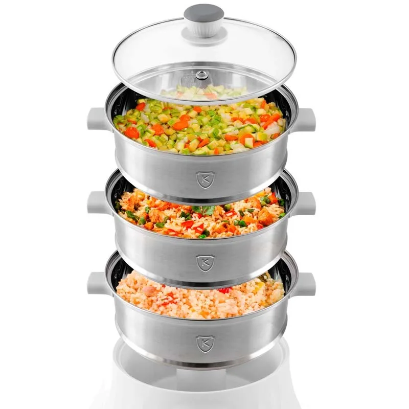 Kitchencook - Cuiseur vapeur MULTI STEAM 9 - 600 W 9 L - 3 plateaux inox - miniature 2 - Zenkaa
