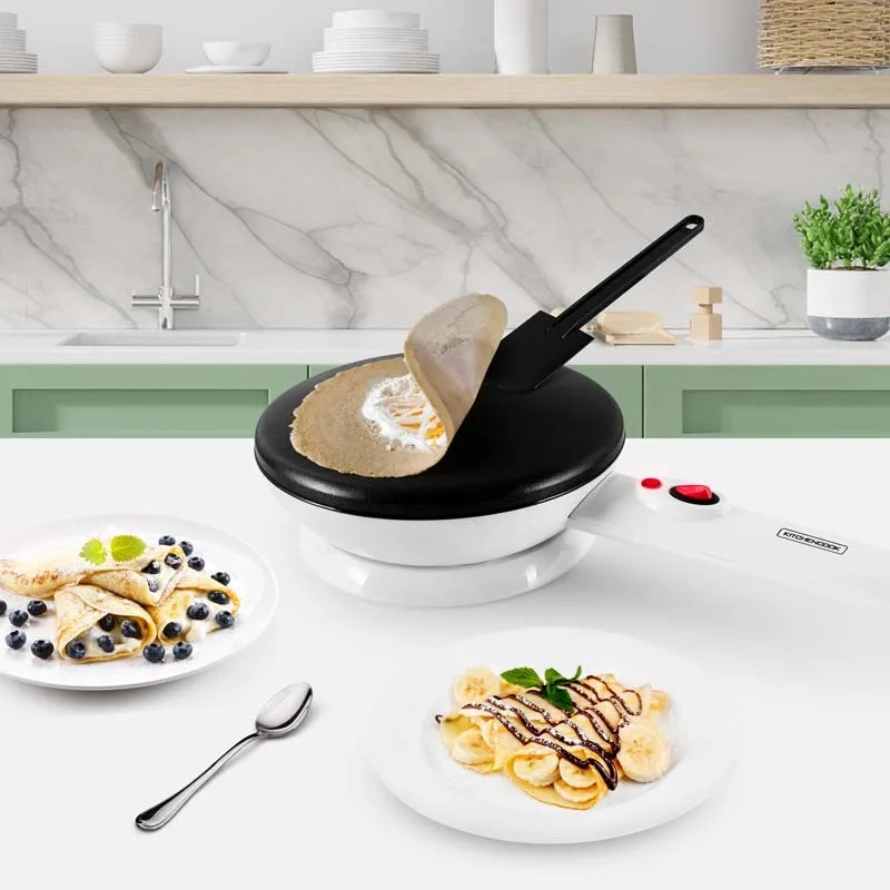Kitchencook - Crêpière électrique sans fil - 20cm de diamètre - 800W - Cuisson rapide - Revêtement antiadhésif téflon - Blanc - miniature 2 - Zenkaa