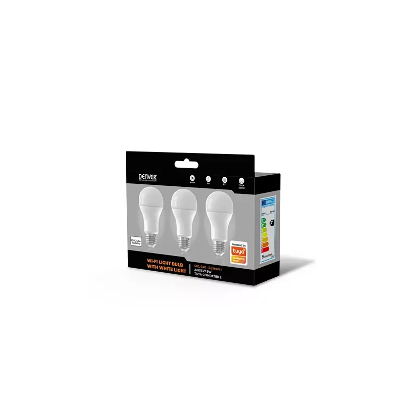 Denver - SHL340 – Blanc – Ampoule Wi-Fi E27 – 9W – Dimmable – Alexa/Google – Pack de 3 - miniature 5 - Zenkaa