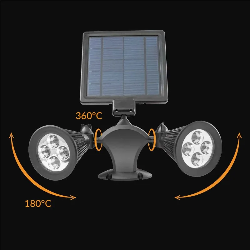 L450 - Projecteur solaire LED double - 400 lumens - Batterie 4000mAh - IP44 - Extérieur - miniature 6 - Zenkaa