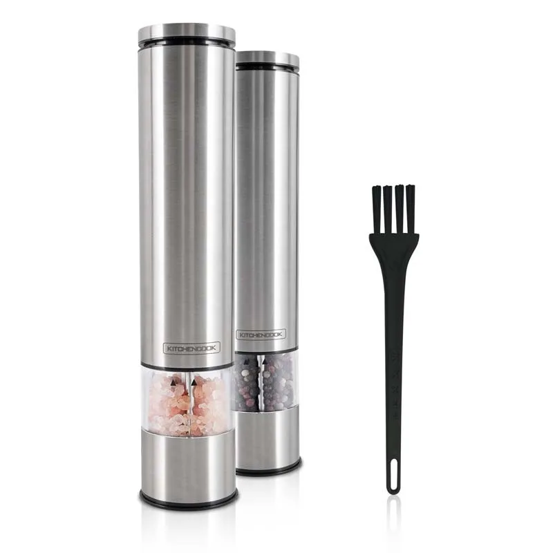 Kitchencook - SALT AND PEPPER - Set moulins à sel et poivre électriques inox - 2 pièces - Zenkaa