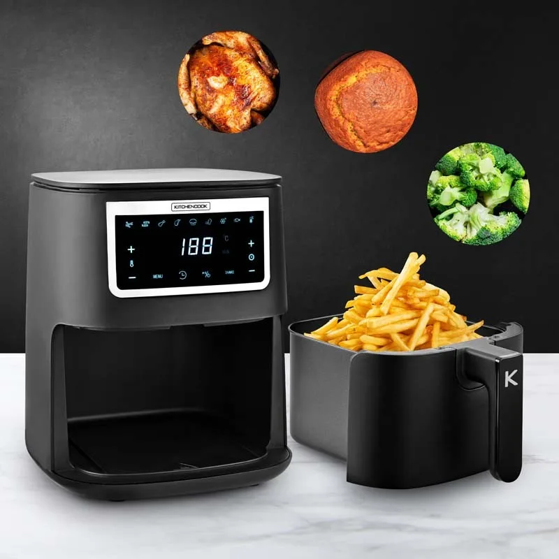 Kitchencook - Friteuse Sans Huile 4L - 8 programmes - Minuterie Numérique - Thermostat Réglable - 1400w - Noir - miniature 8 - Zenkaa