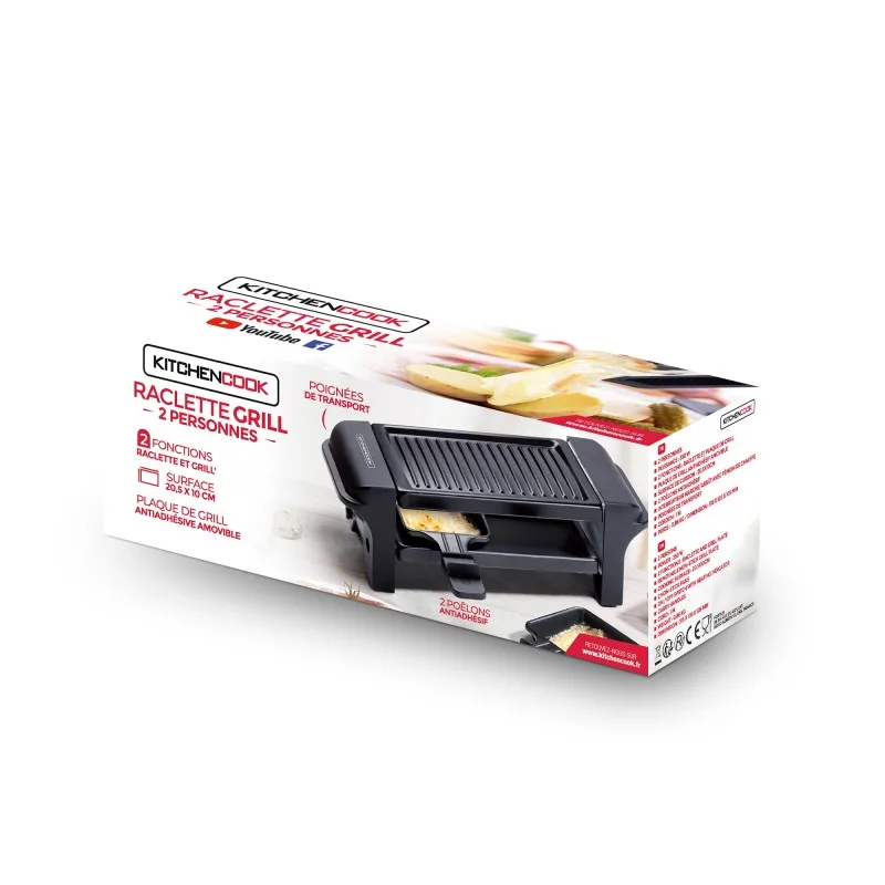 Kitchencook - RC_RIGI_BLACK - Noir - Raclette Grill 2 personnes - 350 W - miniature 4 - Zenkaa