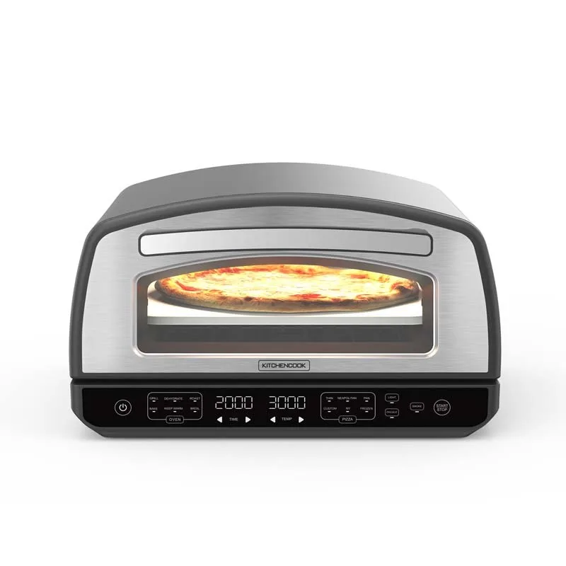 KITCHENCOOK - Four à Pizza - 2000W - Jusqu'à 450°C - 12 Programmes - Plaque de cuisson en émail, Pelle et Coupe pizza en Inox - miniature 6 - Zenkaa