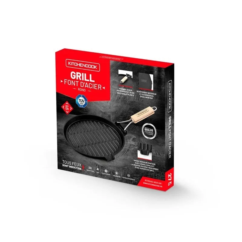 Grill rond en fonte émaillée 27 cm GRILL27A TFI KITCHENCOOK - miniature 9 - Zenkaa