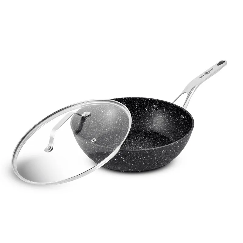Sauteuse Aluminium Forge 26cm 2.9l Effet Pierre Couvercle Verre TFI - miniature 4 - Zenkaa