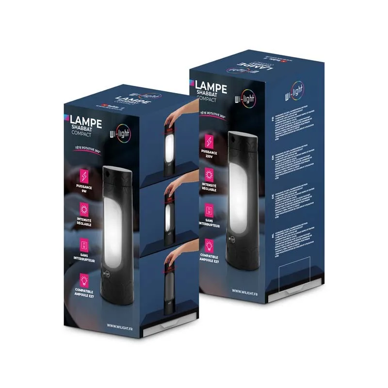 Wi-Light - NEYROT_BLACK - Lot de 3 lampes Shabbat - Réglage d’intensité - 9W - Cache pivotant - miniature 7 - Zenkaa