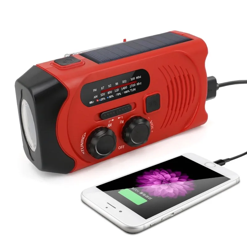 Denver - SCR-2000 - Radio portable solaire et manivelle - AM/FM - Lampe LED 1W - Batterie 2000mAh - Charge USB - Sirène SOS - miniature 7 - Zenkaa