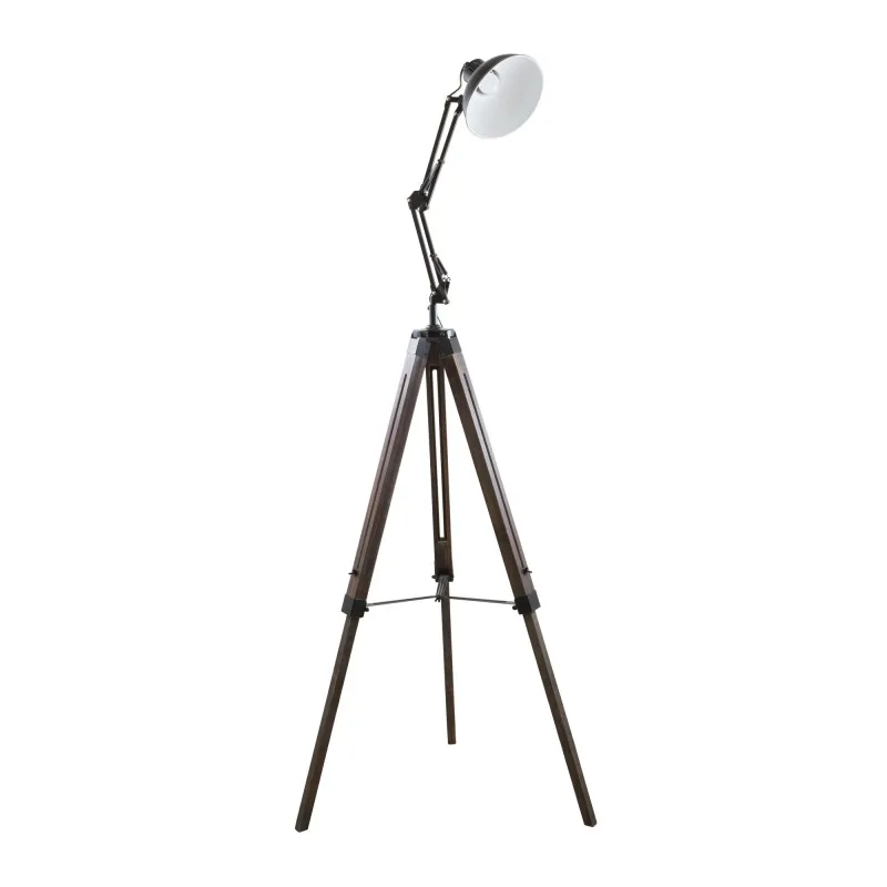 Gasoline - OFFICE Vielli - Lampadaire décoratif - Bois et métal - Pied 170 cm - Abat-jour 20 cm - Zenkaa
