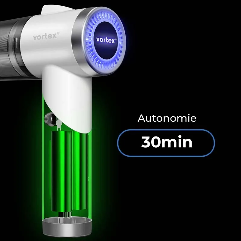 Vortex - CRC90 White - Aspirateur à main sans fil pliable avec LED et accessoires - miniature 3 - Zenkaa