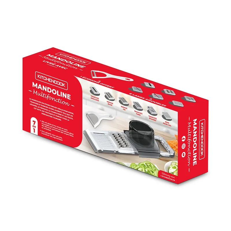 Kitchencook - K-SLICE - Gris - Mandoline manuelle multifonction 7 en 1 - 6 lames - miniature 5 - Zenkaa