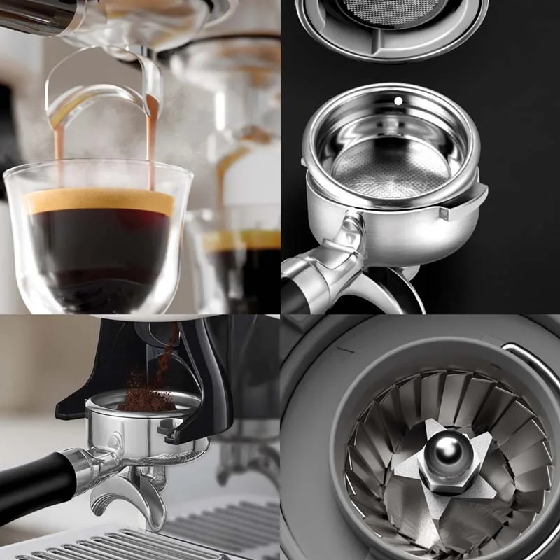 Kitchencook - Machine à expresso avec broyeur - Pression 19 bars - Arrêt automatique - Buse inox - 2 filtres - Plateau chauffant - miniature 3 - Zenkaa
