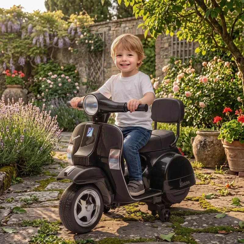 Vespa - PX150 BLACK - Noir - Scooter électrique enfant - Licence officielle - Design Rétro - Marche avant et arrière - miniature 7 - Zenkaa