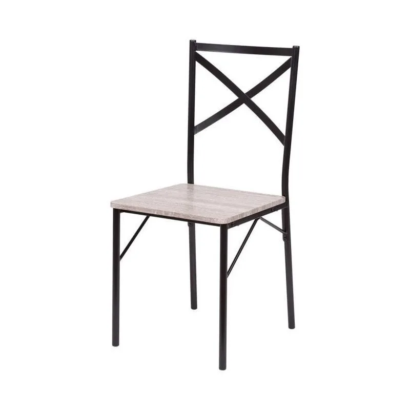 COUNTRY TABLE + 4 CHAISE - EN MDF FINITION PVC - COULEUR GRIS ET NOIR HT20C205 - miniature 5 - Zenkaa