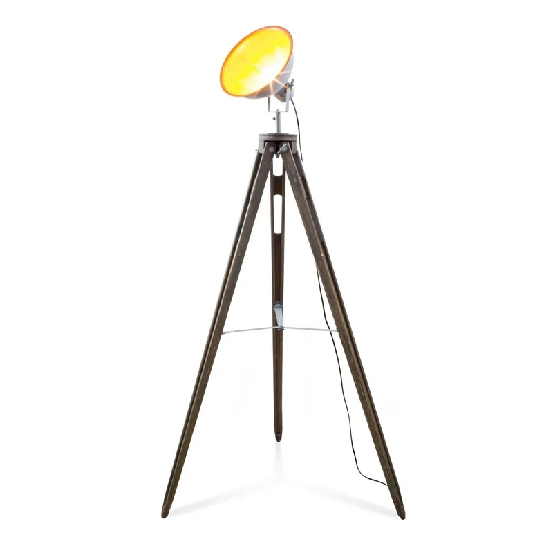 GASOLINE - Lampadaire trépied FACTORY_TREP_PROJE - Bois & métal - Tête pivotante 360° - Design industriel - Zenkaa