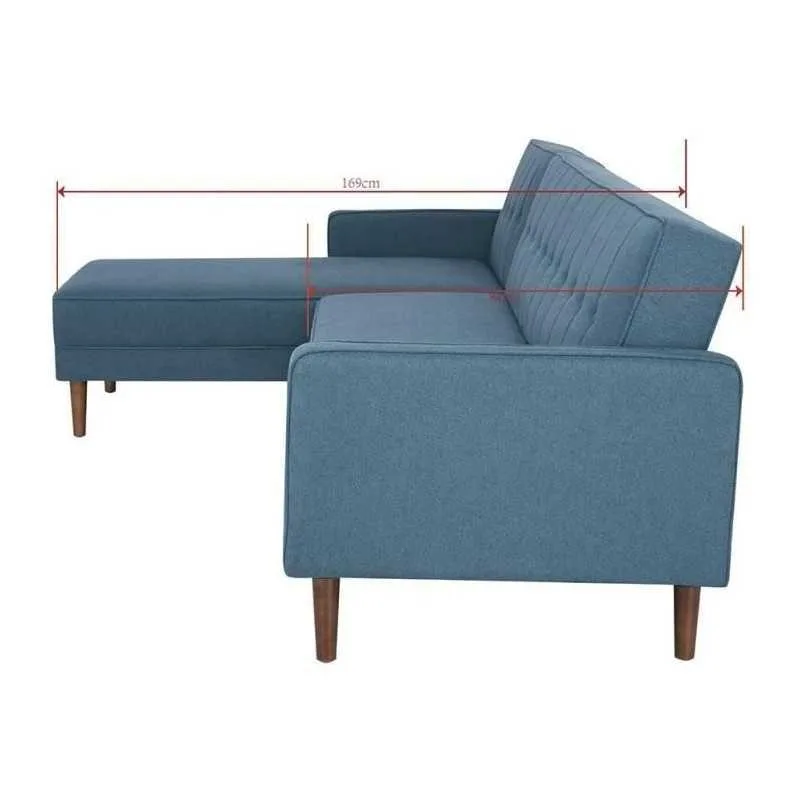 IMANIA CANAPÉ D'ANGLE RÉVERSIBLE 3 PLACES TISSU BLEU PIEDS EN BOIS ADIMANIACCTBL - miniature 5 - Zenkaa