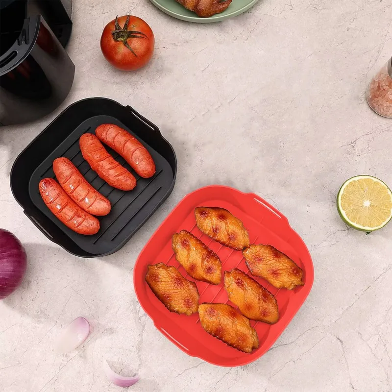 Kitchencook - SILPOT SQUARE RED - Lot de 2 paniers cuisson silicone Air Fryer - miniature 2 - Zenkaa