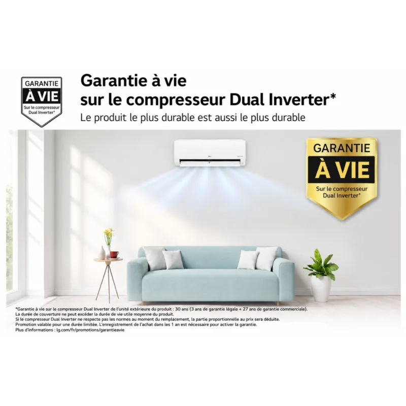 Climatiseur Multi Split LG 2-en-1 Réversible – 9000 + 12000 BTU – A++ – WIFI - miniature 8 - Zenkaa