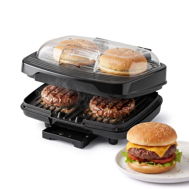 Kitchencook - KBURGER - Grill à hamburgers - 1000 W - Double plaque - miniature 2 - Zenkaa