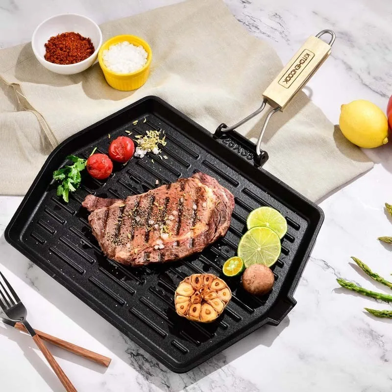 Grill rectangulaire en fonte émaillée 35 x 28 cm GRILL3528A TFI KITCHENCOOK - miniature 8 - Zenkaa
