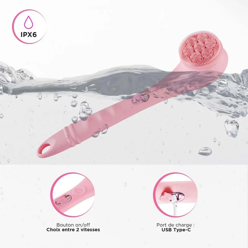 Brosse de douche électrique rose sans fil 4en1 CLEANBODY Yoghi - miniature 4 - Zenkaa