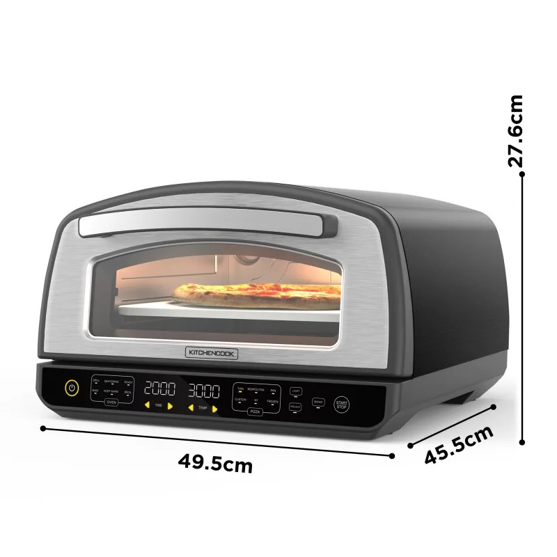 KITCHENCOOK - Four à Pizza - 2000W - Jusqu'à 450°C - 12 Programmes - Plaque de cuisson en émail, Pelle et Coupe pizza en Inox - miniature 5 - Zenkaa
