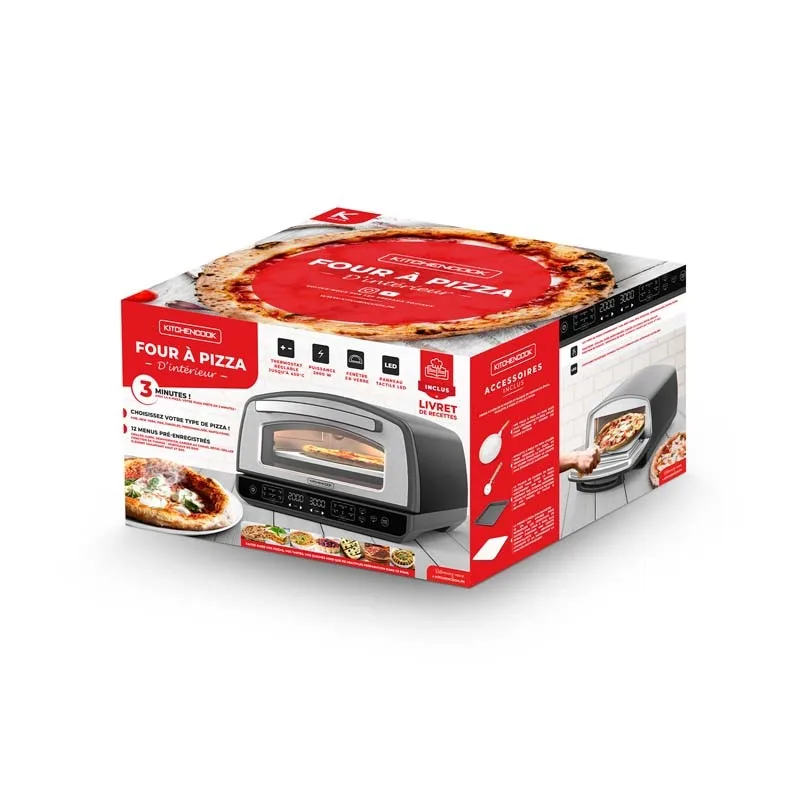 KITCHENCOOK - Four à Pizza - 2000W - Jusqu'à 450°C - 12 Programmes - Plaque de cuisson en émail, Pelle et Coupe pizza en Inox - miniature 10 - Zenkaa