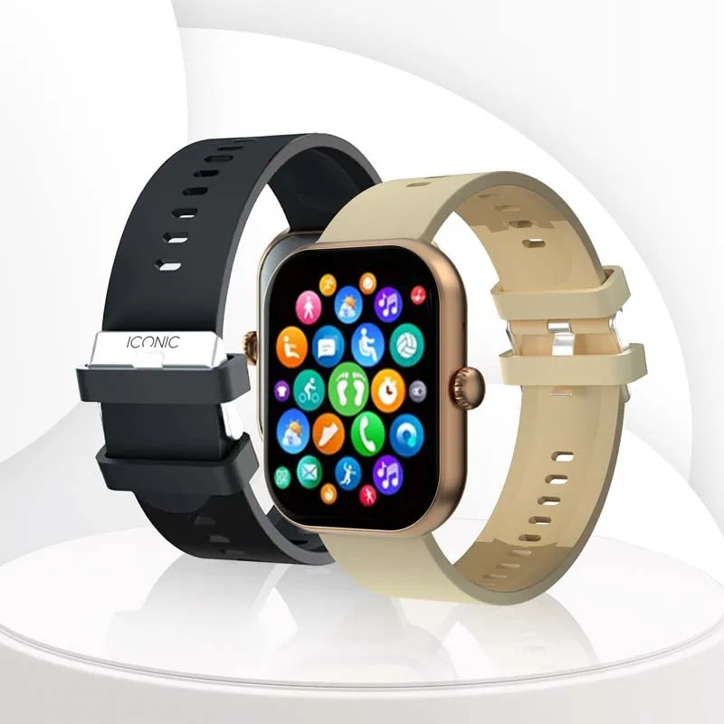 MONTRE CONNECTÉE CADRAN GOLD 2 BRACELETS SILICONE NOIR ET BEIGE INWATCH II GOLD ICONIC - miniature 6 - Zenkaa