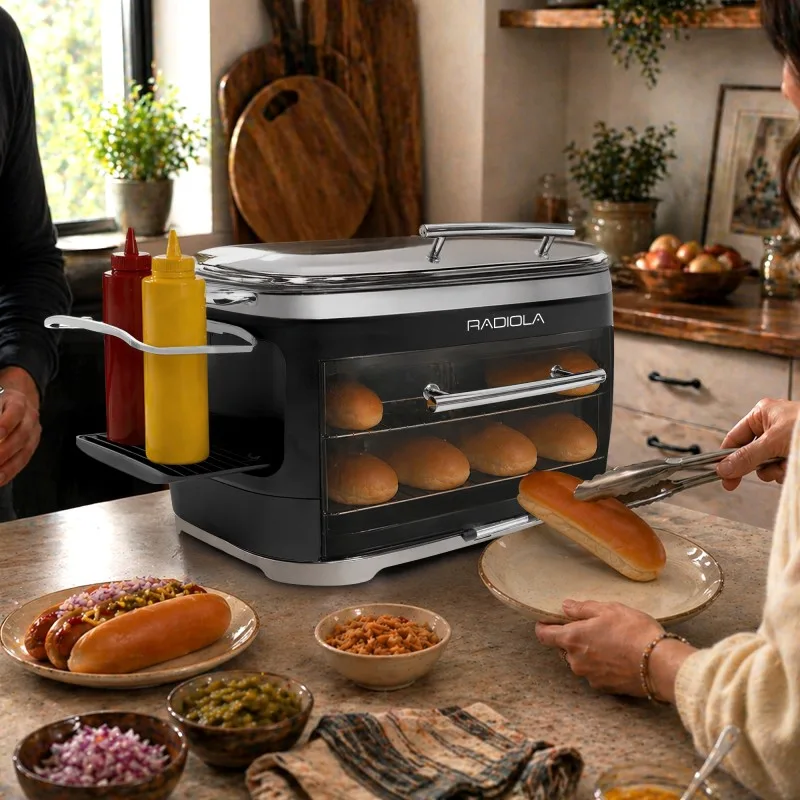 Radiola - Dogdog Black - Machine à hot-dogs - 5 rouleaux chauffants - Chauffe-pain - 260 W - miniature 8 - Zenkaa
