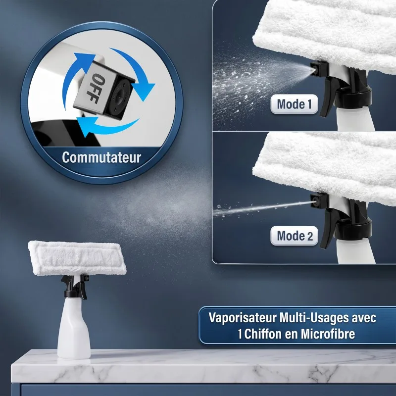 Vortex - Clean Up - Blanc - Nettoyeur de vitre sans fil - Raclette 28 cm - Autonomie 35 min - 120 ml - miniature 9 - Zenkaa