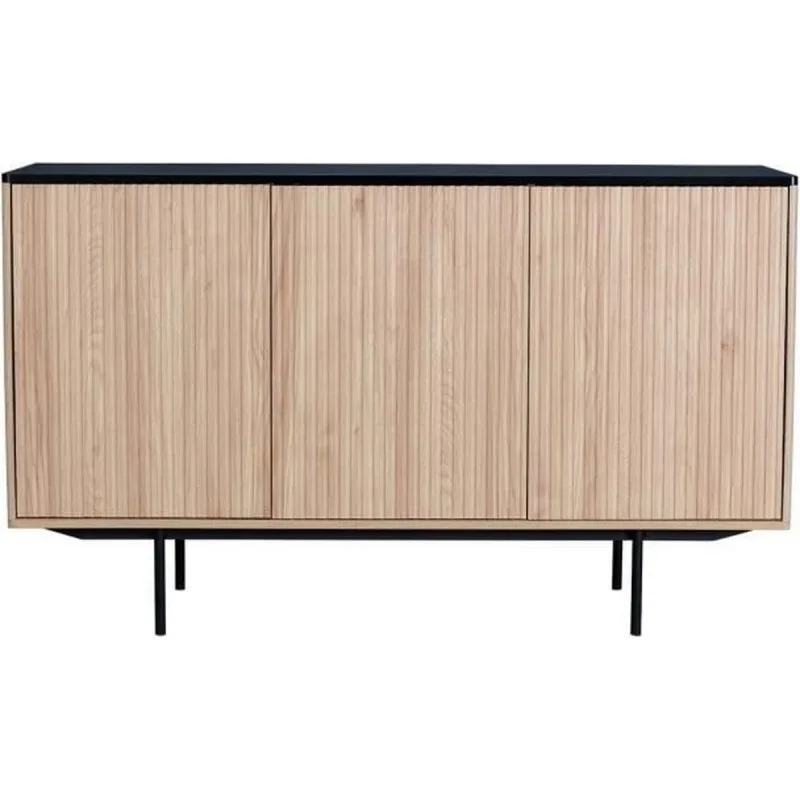 MEMPHIS BUFFET - DÉCOR BOIS ET NOIR - 3 PORTES FAMEMPHISBUF3P - Zenkaa