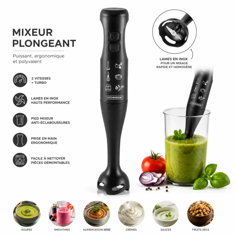 KitchenCook - MATT_X - Noir - Mixeur plongeant - 350 W - 2 vitesses - miniature 9 - Zenkaa