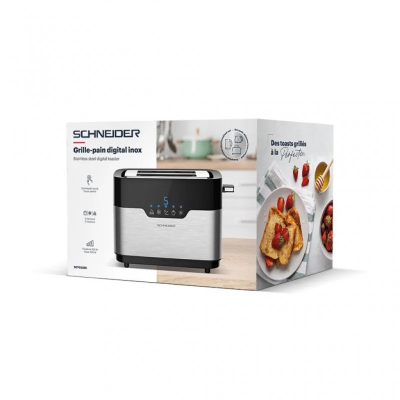Schneider - SCTO22DX - Inox - Grille-pain 2 fentes tactile - Contrôle digital - 920 W - miniature 5 - Zenkaa