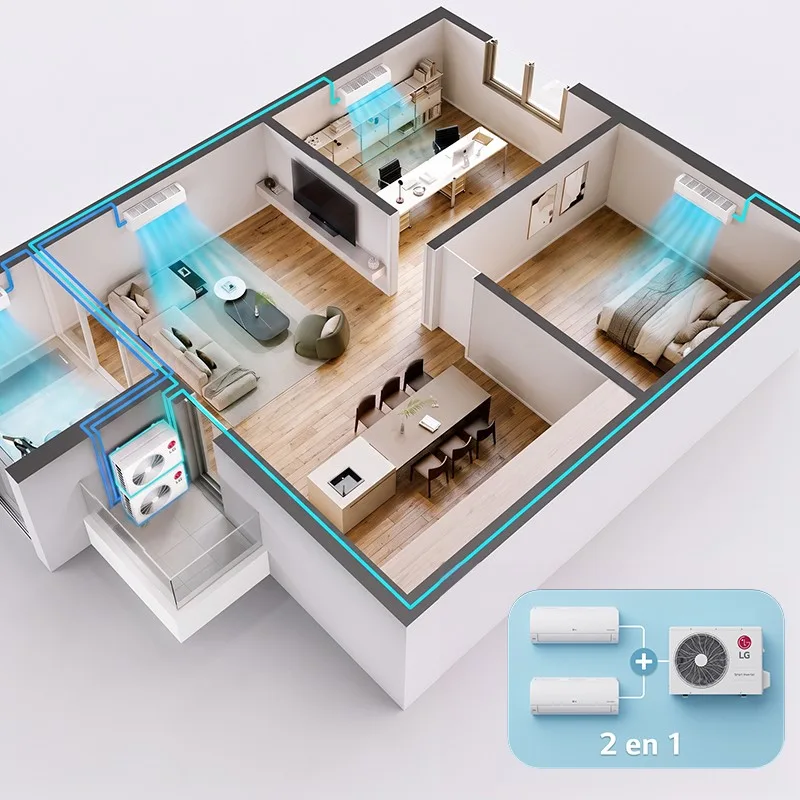 Climatiseur Multi Split LG 2-en-1 Réversible – 9000 + 12000 BTU – A++ – WIFI - miniature 7 - Zenkaa