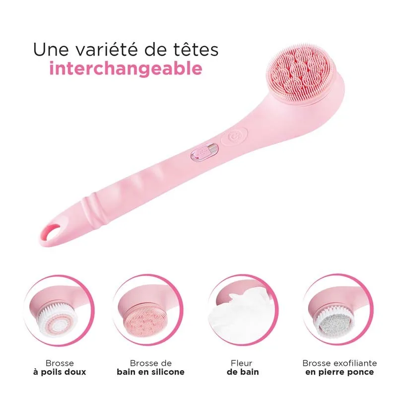 Brosse de douche électrique rose sans fil 4en1 CLEANBODY Yoghi - miniature 2 - Zenkaa