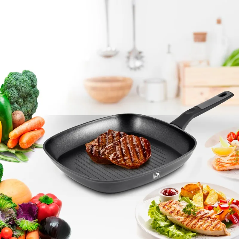 GRILL EN ALUMINIUM FORGÉ 28CM PLATINIUM GRIL28TFI DE DURAND DUPONT - miniature 3 - Zenkaa