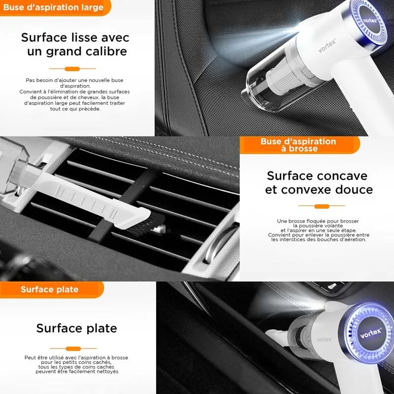 Vortex - CRC90 White - Aspirateur à main sans fil pliable avec LED et accessoires - miniature 4 - Zenkaa