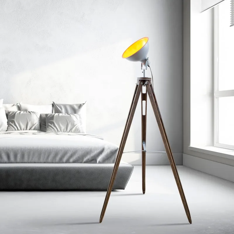 GASOLINE - Lampadaire trépied FACTORY_TREP_PROJE - Bois & métal - Tête pivotante 360° - Design industriel - miniature 4 - Zenkaa