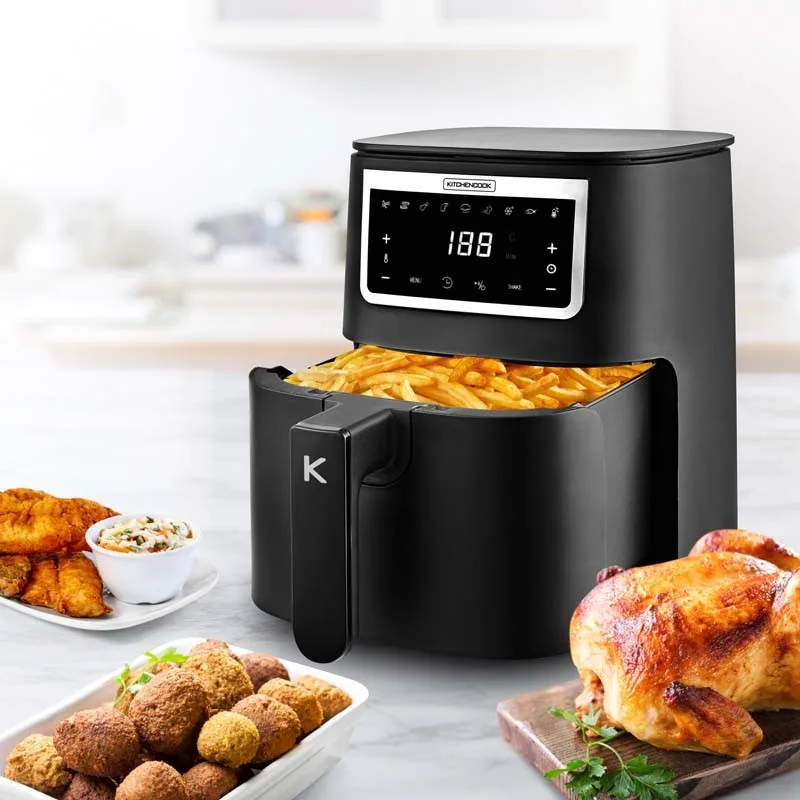 Kitchencook - Friteuse Sans Huile 4L - 8 programmes - Minuterie Numérique - Thermostat Réglable - 1400w - Noir - miniature 6 - Zenkaa