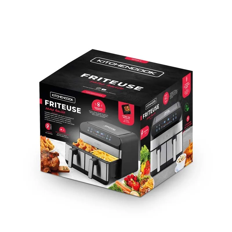 KitchenCook - AIRFLOW 9 - Friteuse sans huile double cuve 9L - 8 programmes - miniature 10 - Zenkaa